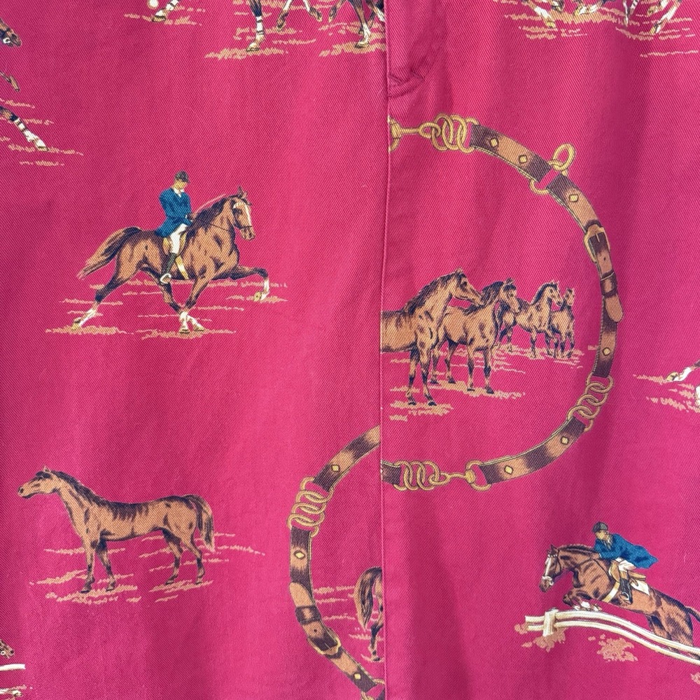 Vintage Ralph Lauren Skirt Horse Print Red Denim Long Women's Size 12 80s 90s - Picture 5 of 14
